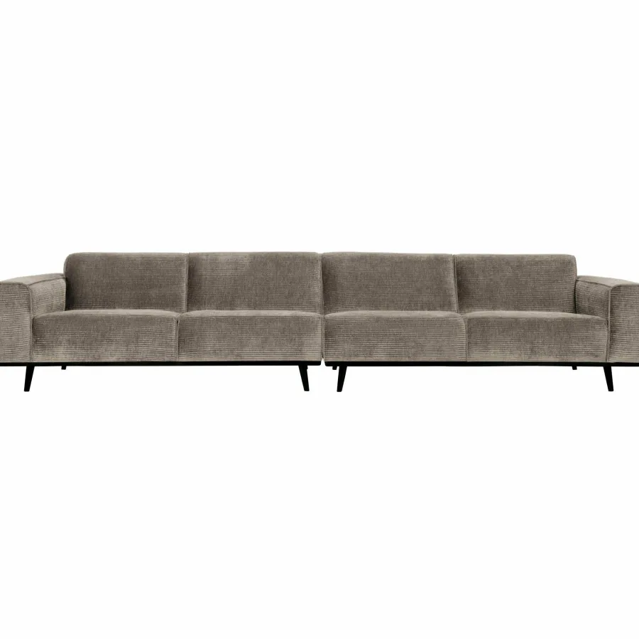 Woood Statement xl 4-zits bank 372 cm platte brede rib clay Hot