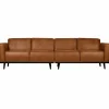 Woood Statement 4-zits bank 280 cm lederlook cognac New