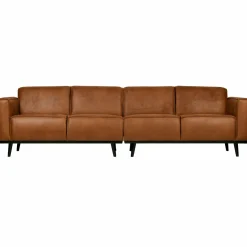 Woood Statement 4-zits bank 280 cm lederlook cognac New