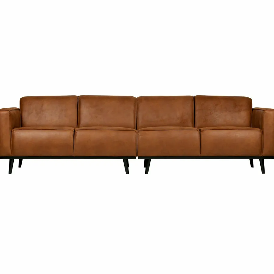 Woood Statement 4-zits bank 280 cm lederlook cognac New