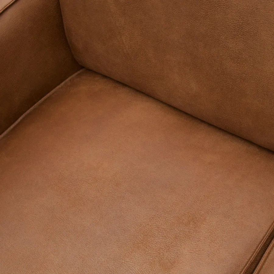 Woood Statement 4-zits bank 280 cm lederlook cognac New