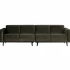 Woood Statement 4-zits bank 280 cm fluweel warm groen