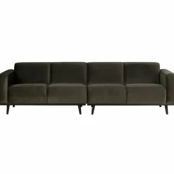 Woood Statement 4-zits bank 280 cm fluweel warm groen