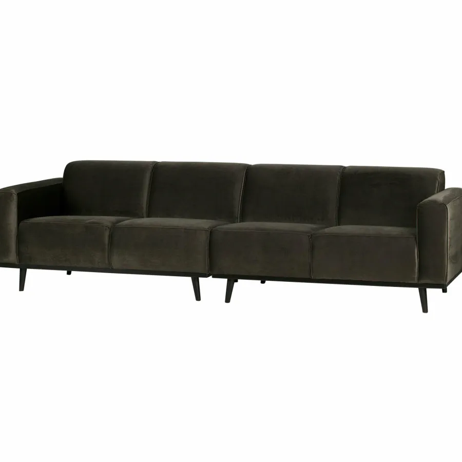 Woood Statement 4-zits bank 280 cm fluweel warm groen
