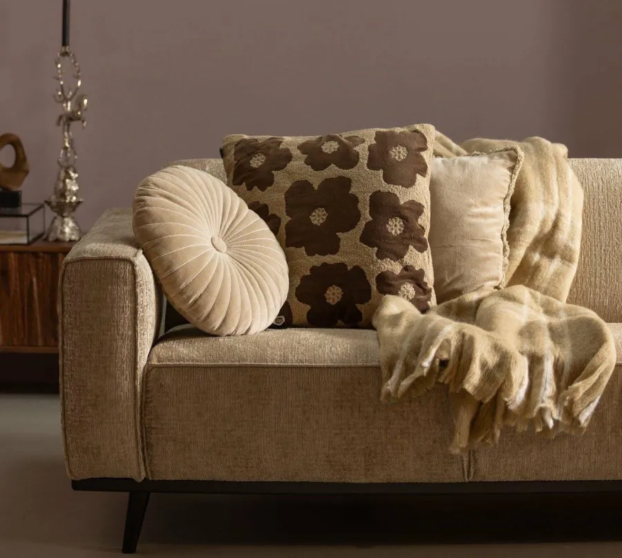 Woood Statement 3-zits bank 230 cm structure velvet wheatfield Sale
