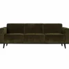 Woood Statement 3-zits bank 230 cm brede platte rib warm groen Best