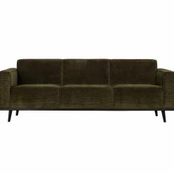 Woood Statement 3-zits bank 230 cm brede platte rib warm groen Best