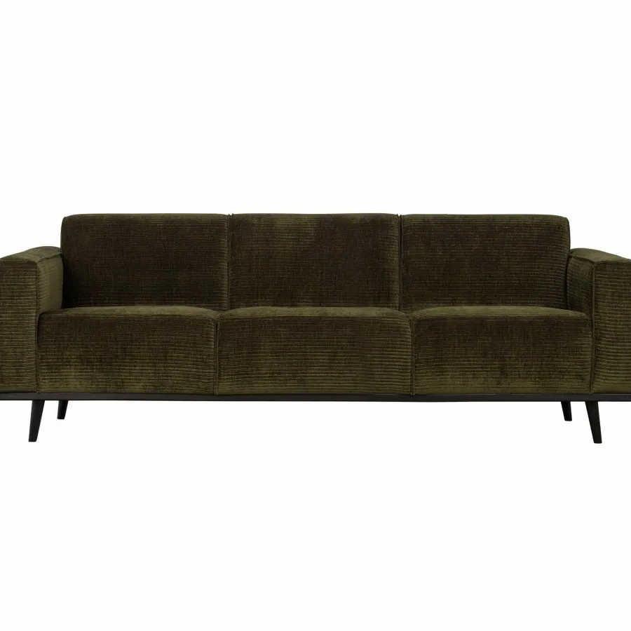 Woood Statement 3-zits bank 230 cm brede platte rib warm groen Best