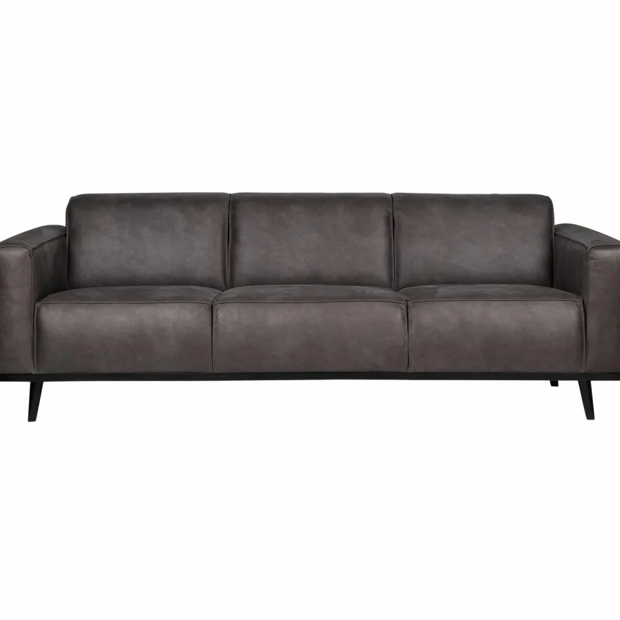 Woood Statement 3-zits bank 230 cm lederlook donkergrijs Outlet