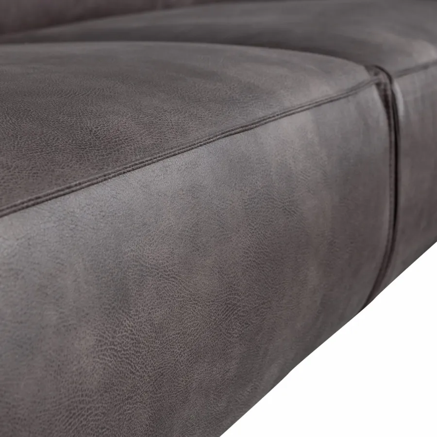 Woood Statement 3-zits bank 230 cm lederlook donkergrijs Outlet