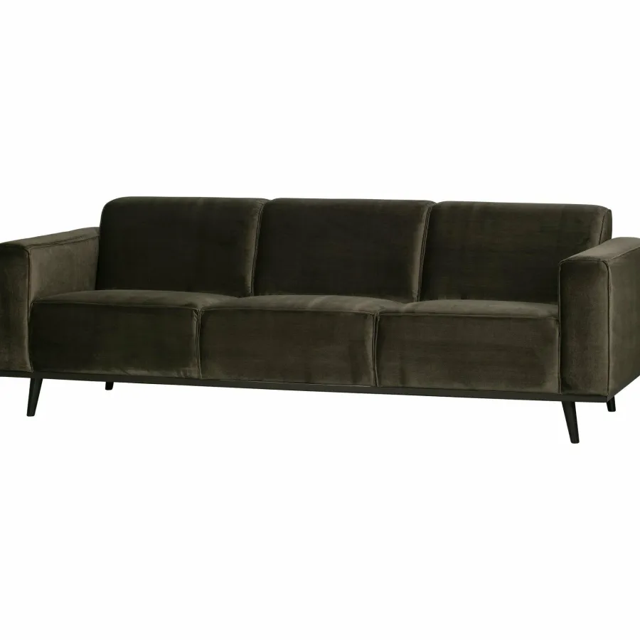 Woood Statement 3-zits bank 230 cm fluweel warm groen Discount