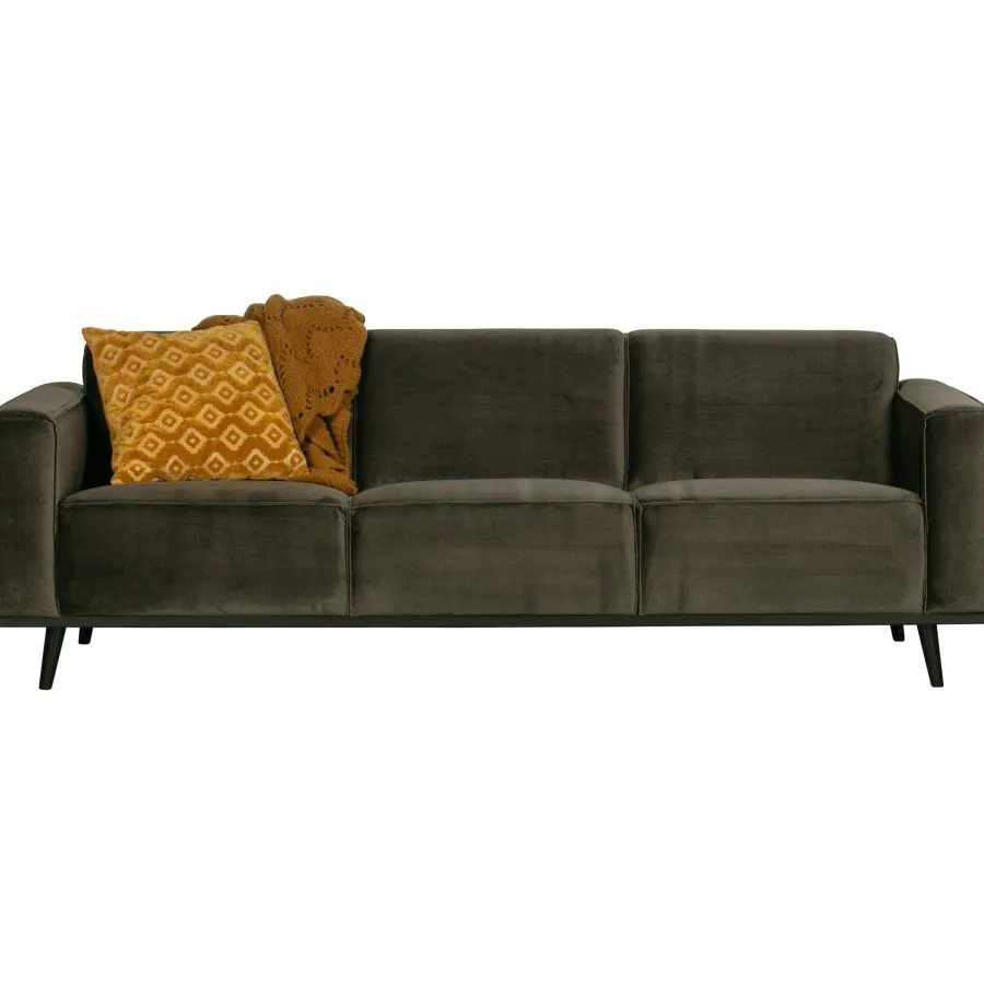 Woood Statement 3-zits bank 230 cm fluweel warm groen Discount