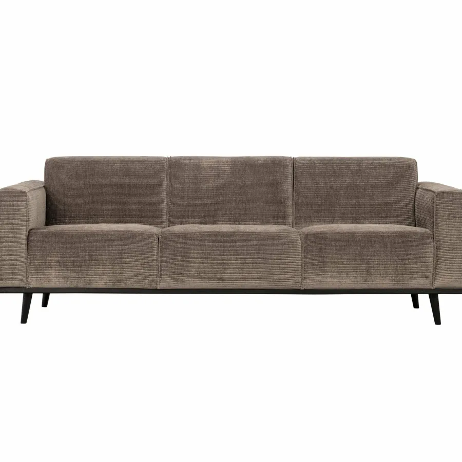 Woood Statement 3-zits bank 230 cm brede platte rib taupe Hot