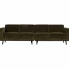 Woood Statement 4-zits bank 280 cm platte brede rib warm groen New