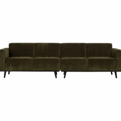 Woood Statement 4-zits bank 280 cm platte brede rib warm groen New