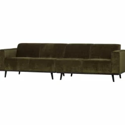 Woood Statement 4-zits bank 280 cm platte brede rib warm groen New