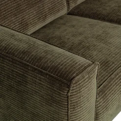 Woood Statement 4-zits bank 280 cm platte brede rib warm groen New