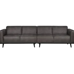 Woood Statement 4-zits bank 280 cm lederlook donkergrijs