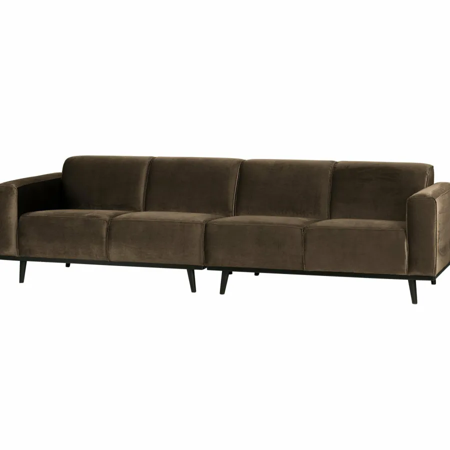 Woood Statement 4-zits bank 280 cm fluweel taupe New