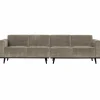 Woood Statement 4-zits bank 280 cm platte brede rib clay Hot