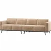 Woood Statement 4-Zits Bank 280 Cm Chenille Velvet Perzikroze Hot