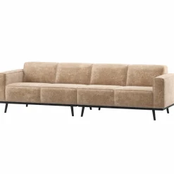 Woood Statement 4-Zits Bank 280 Cm Chenille Velvet Perzikroze Hot
