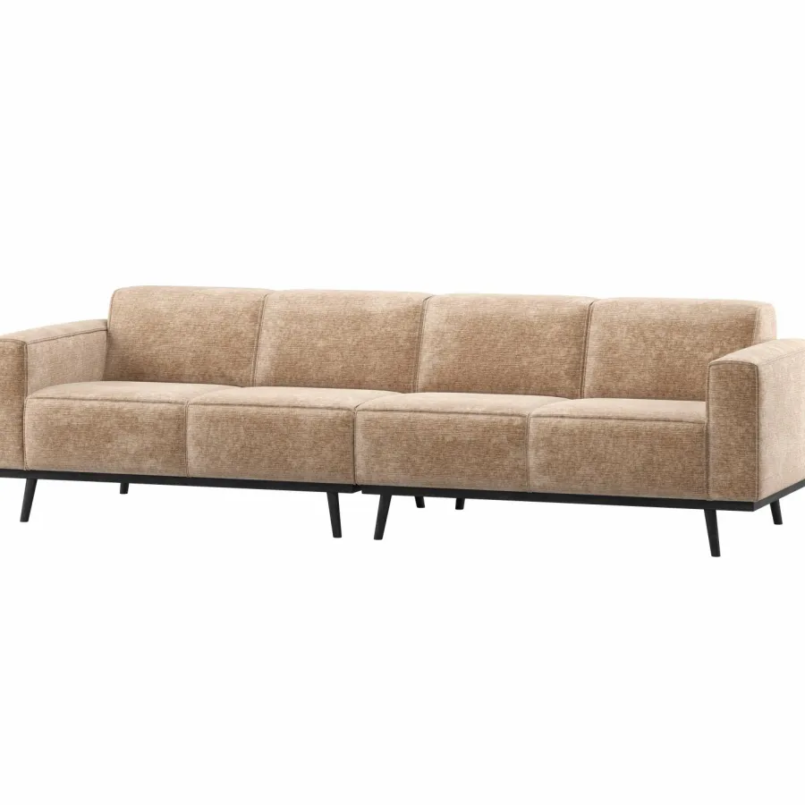 Woood Statement 4-Zits Bank 280 Cm Chenille Velvet Perzikroze Hot