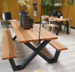 Woood Tablo Outdoor Picknicktafel Naturel Met X-poot Metaal [fsc] Discount