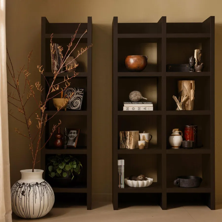 Woood Timo open kast mdf donkerbruin 195x100x40cm Discount