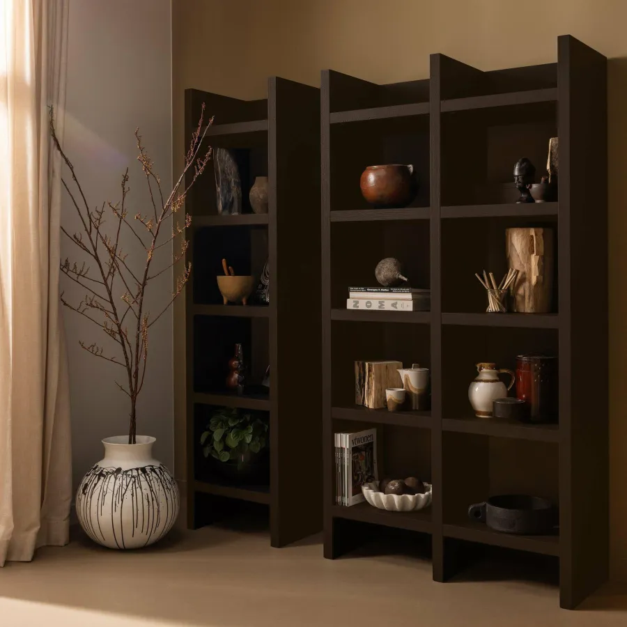 Woood Timo open kast mdf donkerbruin 195x100x40cm Discount