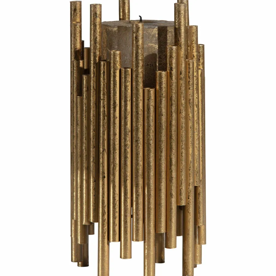 Woood Uneven waxinehouder metaal antique brass 24cm Discount