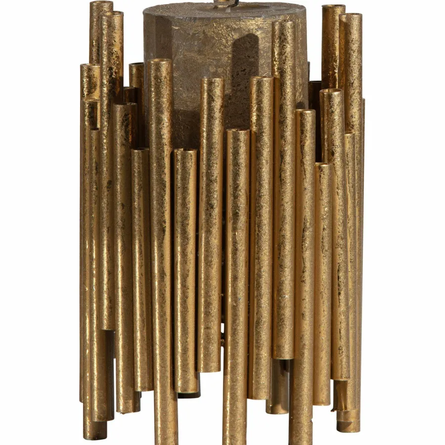 Woood Uneven waxinehouder metaal antique brass 18cm Discount