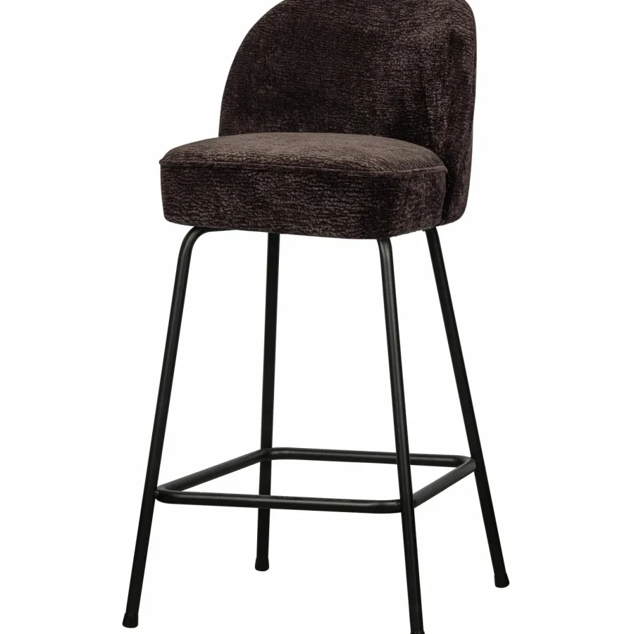 Woood Vogue barstoel 65cm 3d chenille donkerbruin Best