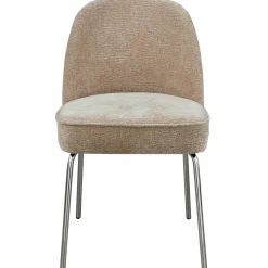 Woood Vogue eetkamerstoel 3d chenille zand chrome poot Outlet