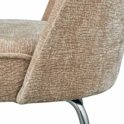 Woood Vogue eetkamerstoel 3d chenille zand chrome poot Outlet
