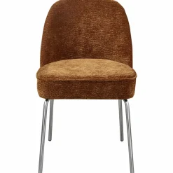 Woood Vogue eetkamerstoel 3d chenille middenbruin chrome poot New