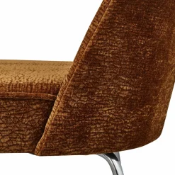Woood Vogue eetkamerstoel 3d chenille middenbruin chrome poot New