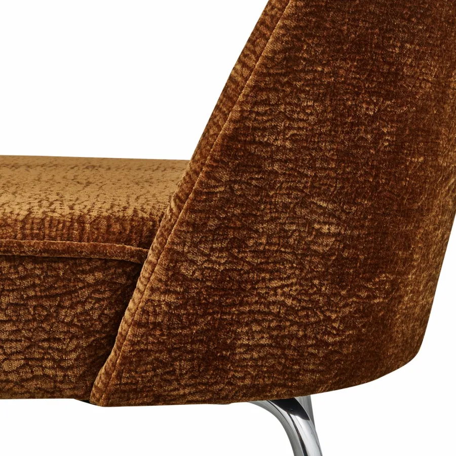 Woood Vogue eetkamerstoel 3d chenille middenbruin chrome poot New
