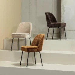 Woood Vogue eetkamerstoel 3d chenille donkerbruin Best