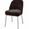 Woood Vogue eetkamerstoel 3d chenille donkerbruin chrome poot Hot