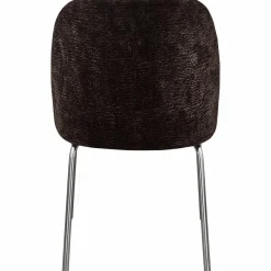 Woood Vogue eetkamerstoel 3d chenille donkerbruin chrome poot Hot