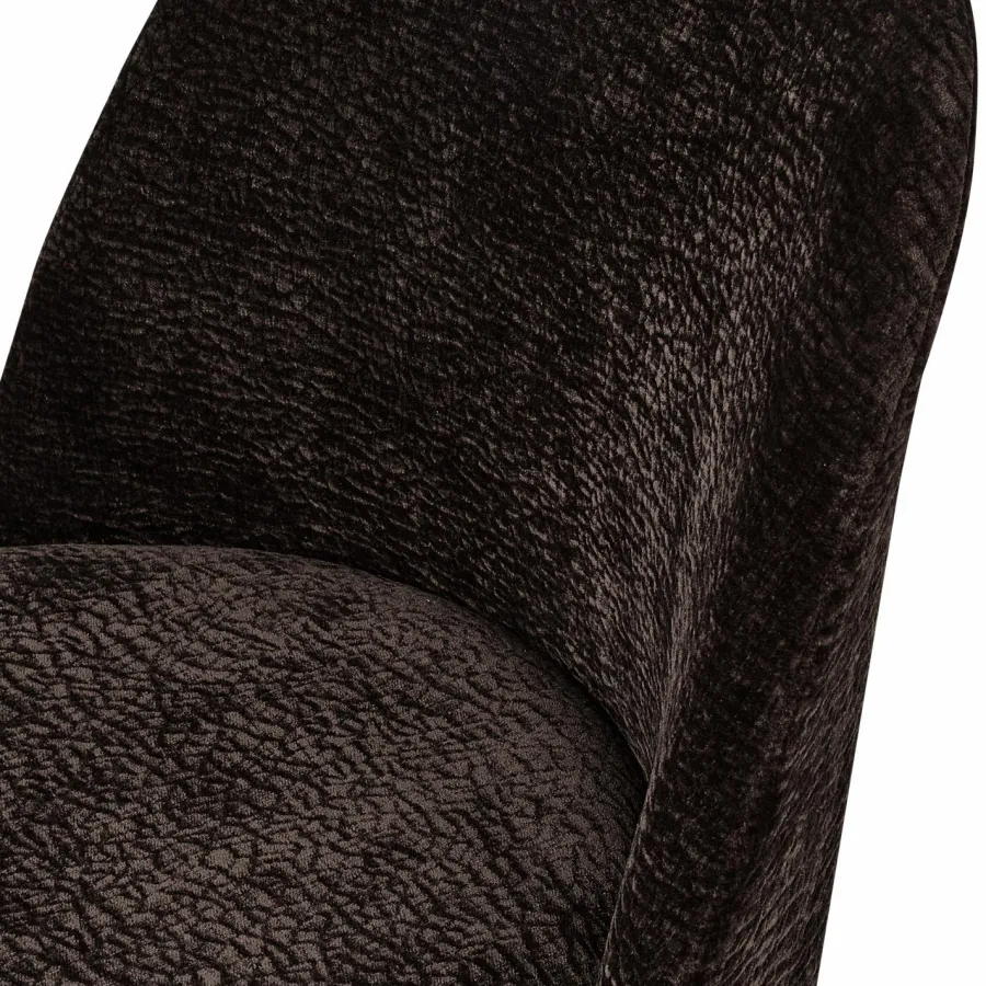 Woood Vogue eetkamerstoel 3d chenille donkerbruin chrome poot Hot