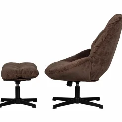 Woood Yaro draaibare fauteuil met hocker espresso Sale