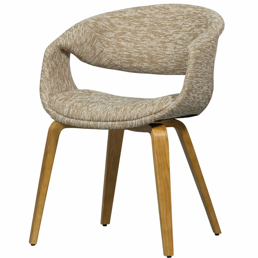 Woood Yossi eetkamerstoel zand met houten poot naturel Outlet