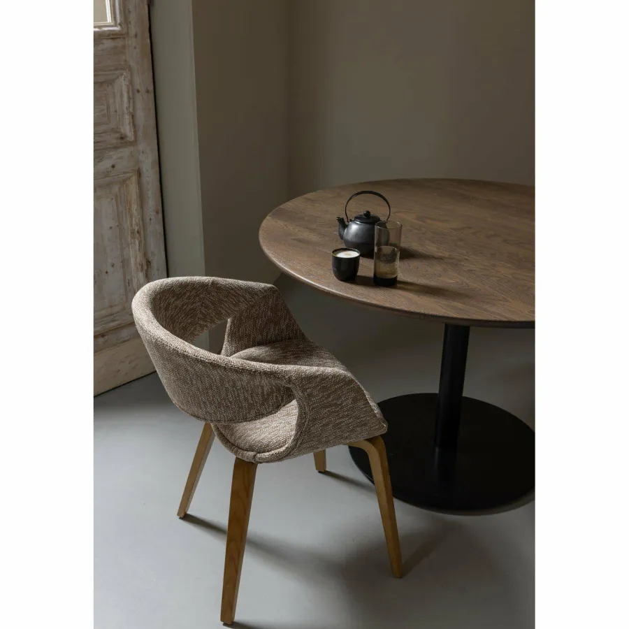 Woood Yossi eetkamerstoel zand met houten poot naturel Outlet