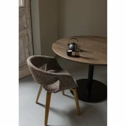 Woood Yossi eetkamerstoel bruin met houten poot naturel Hot