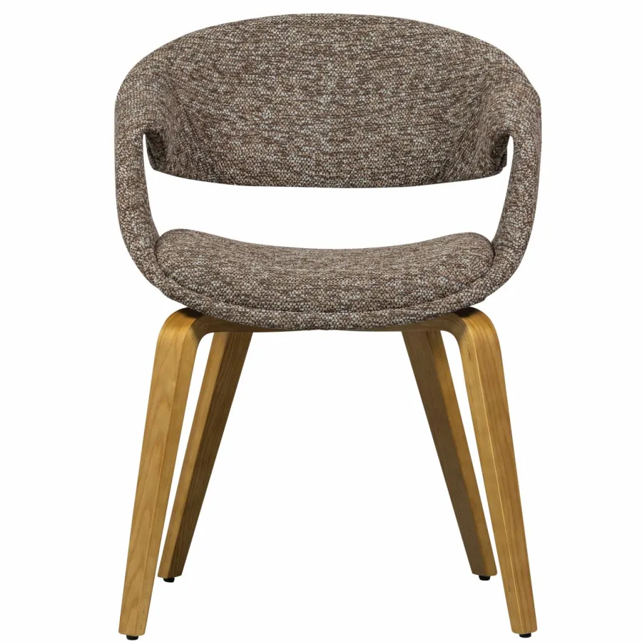 Woood Yossi eetkamerstoel bruin met houten poot naturel Hot