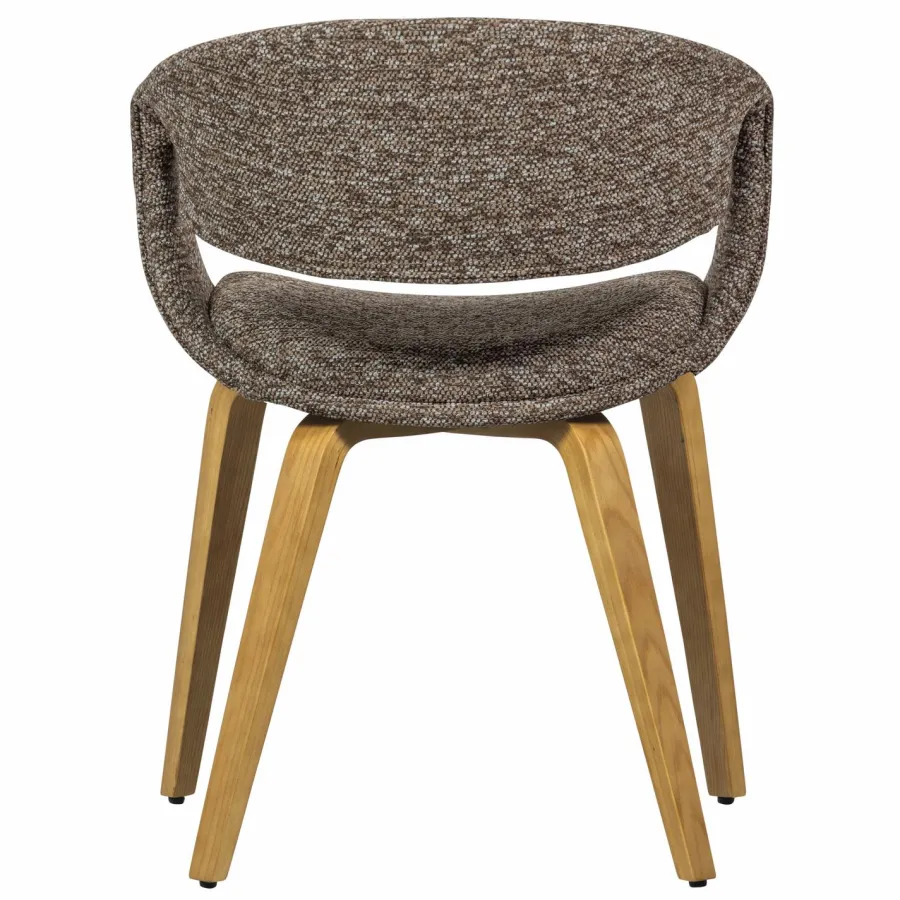 Woood Yossi eetkamerstoel bruin met houten poot naturel Hot