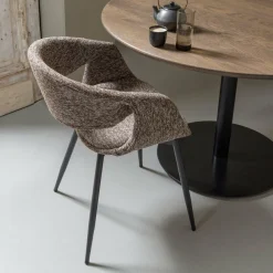 Woood Yossi eetkamerstoel bruin met metalen poot zwart Clearance