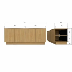 Woood ZUMA TV meubel 133CM eiken transparant [fsc] Outlet